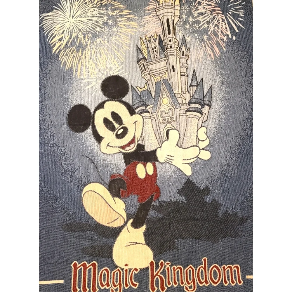 Walt Disney World Magic Kingdom Mickey Mouse Throw Blanket 60x42 Woven Tapestry